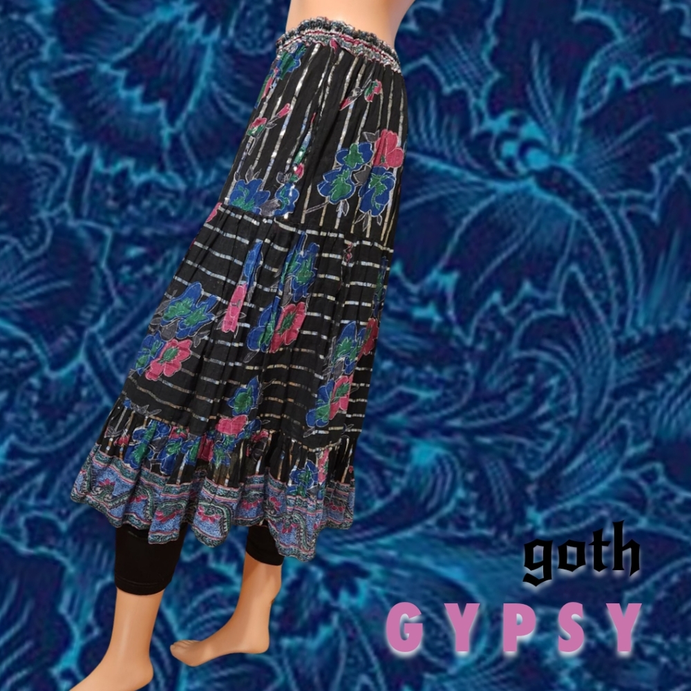 Vintage Skirt with Ruffle and Lurex Stripe